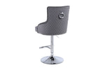 Load image into Gallery viewer, Plush-BS-24 Round Knocker Grey Fabric Bar Stool
