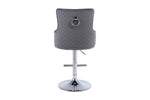 Load image into Gallery viewer, Plush-BS-24 Round Knocker Grey Fabric Bar Stool
