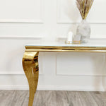 Load image into Gallery viewer, Plush-CNT-02 Gold Console Table with Glass Top
