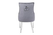 Plush-DC-24 Round Knocker Grey Velvet Dining Chair