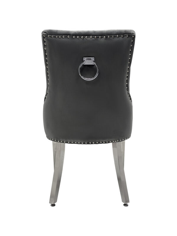 Plush-DC-26  Hudson Grey PU Leather Dining Chair Ring Knocker