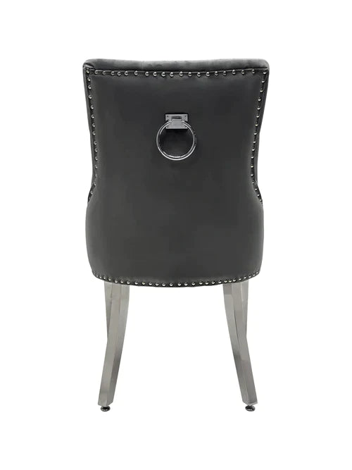 Plush-DC-26  Grey Chrome Leg Dining Chair