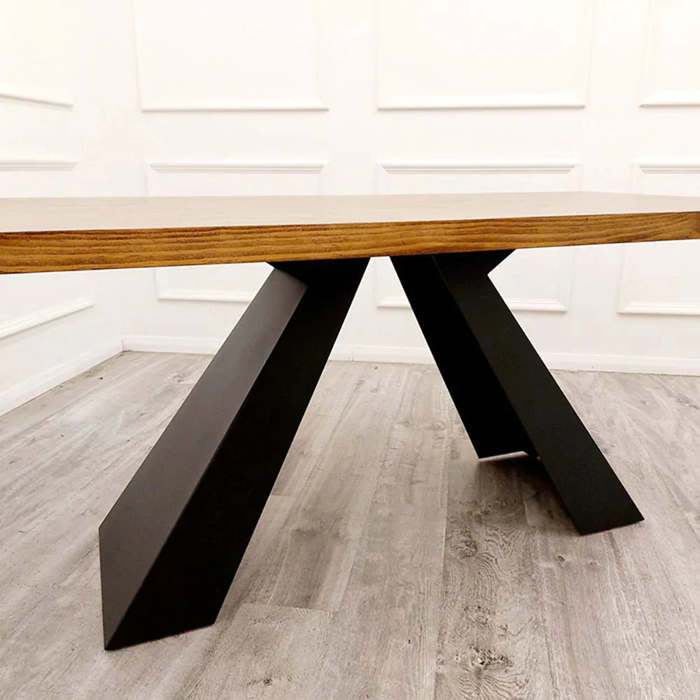 Plush-DT-20 1.8 Dining Table Solid wood top with Matt Black Metal Legs