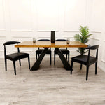 Load image into Gallery viewer, Plush-DT-20 1.8 Dining Table Solid wood top with Matt Black Metal Legs
