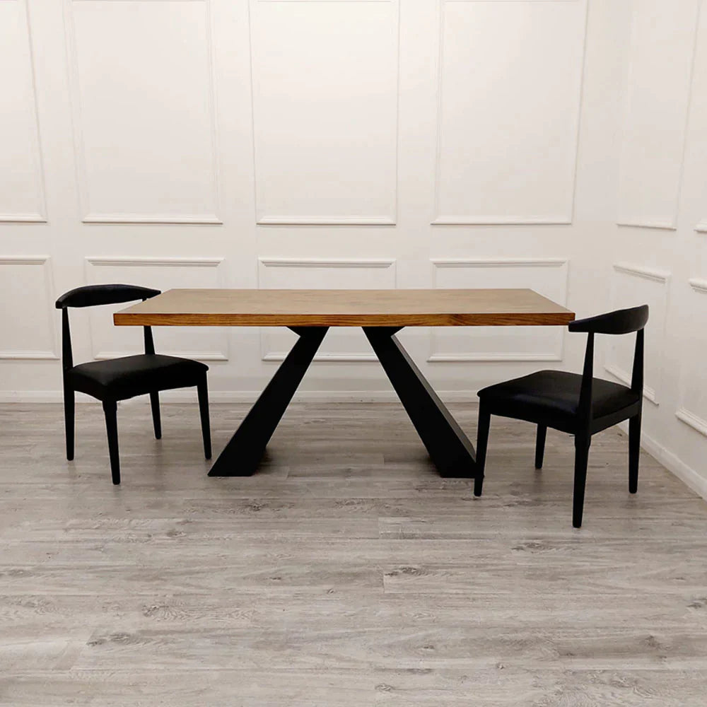 Plush-DT-20 1.8 Dining Table Solid wood top with Matt Black Metal Legs