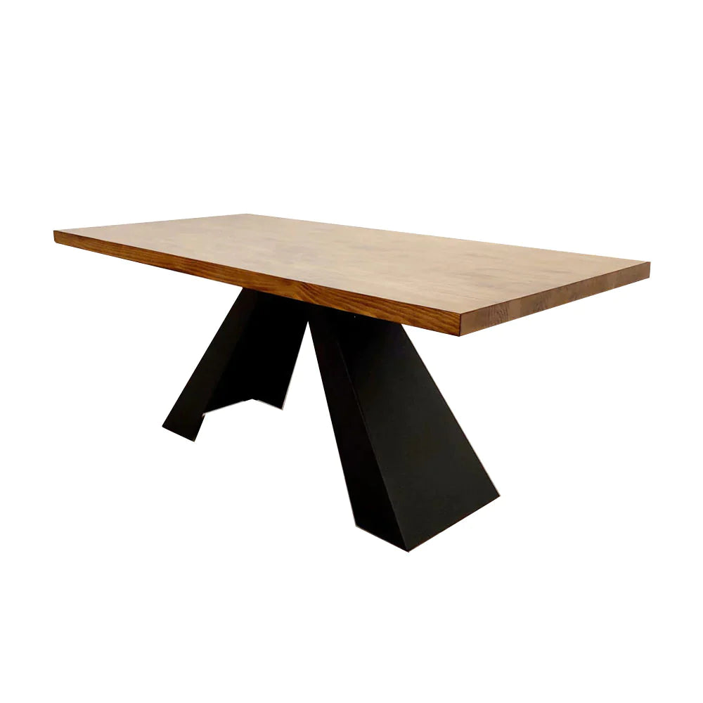 Plush-DT-20 1.8 Dining Table Solid wood top with Matt Black Metal Legs