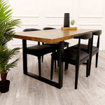 Load image into Gallery viewer, Plush-DT-19 1.8 Dining Table Solid Dark Pine wood with Matt Black Metal Legs
