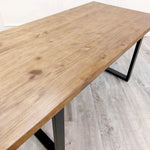 Load image into Gallery viewer, Plush-DT-19 1.8 Dining Table Solid Dark Pine wood with Matt Black Metal Legs
