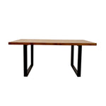 Load image into Gallery viewer, Plush-DT-19 1.8 Dining Table Solid Dark Pine wood with Matt Black Metal Legs
