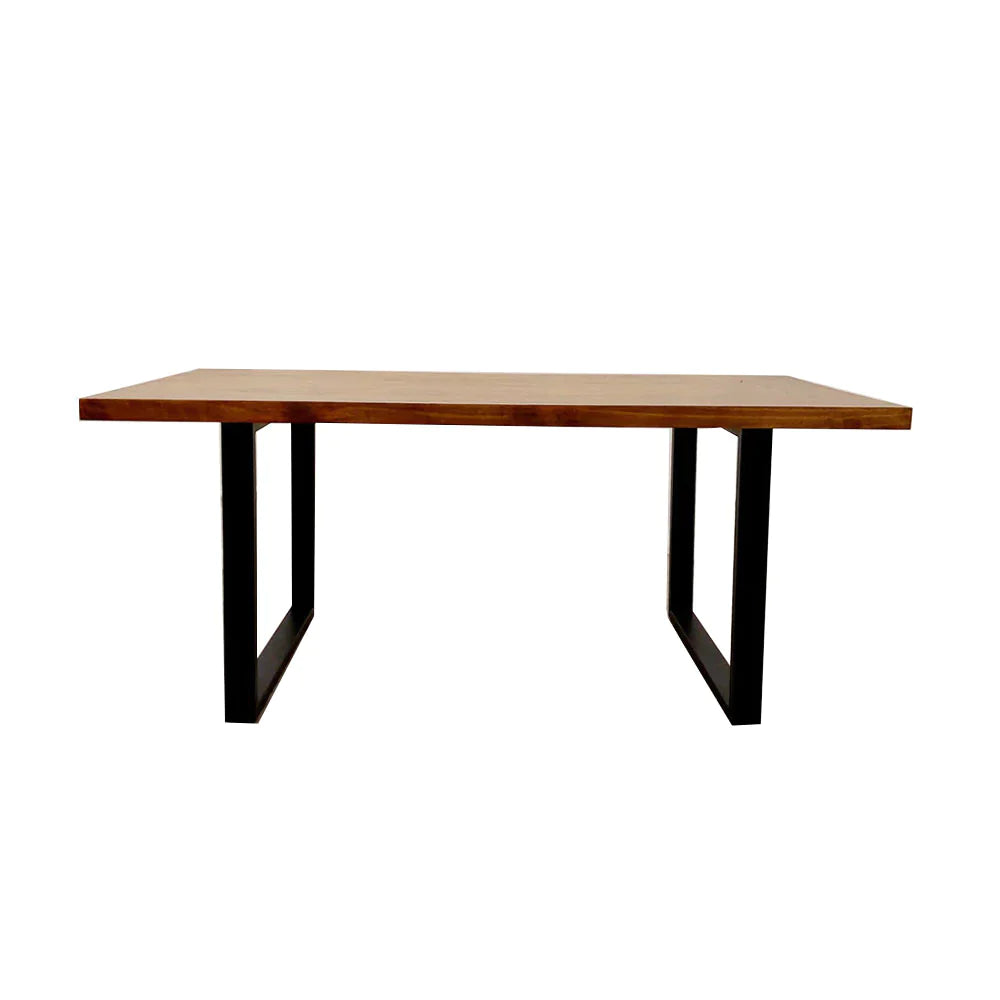 Plush-DT-19 1.8 Dining Table Solid Dark Pine wood with Matt Black Metal Legs