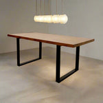 Load image into Gallery viewer, Plush-DT-19 1.8 Dining Table Solid Dark Pine wood with Matt Black Metal Legs
