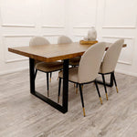 Load image into Gallery viewer, Plush-DT-19 1.8 Dining Table Solid Dark Pine wood with Matt Black Metal Legs
