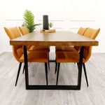 Load image into Gallery viewer, Plush-DT-19 1.8 Dining Table Solid Dark Pine wood with Matt Black Metal Legs
