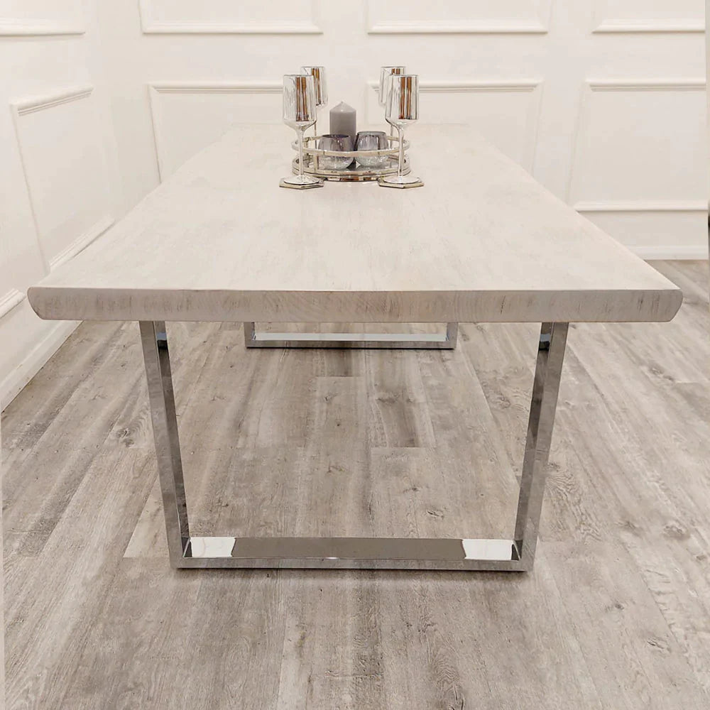 Plush-DT-19 1.8 Dining Table Solid Light Pine wood with Chrome Metal Legs