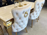 Load image into Gallery viewer, Plush-DT-13 120cm Cream &amp; Gold Frame Marble Table
