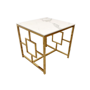 Plush-DT-37 Gold Lamp Table with Polar White Sintered Top