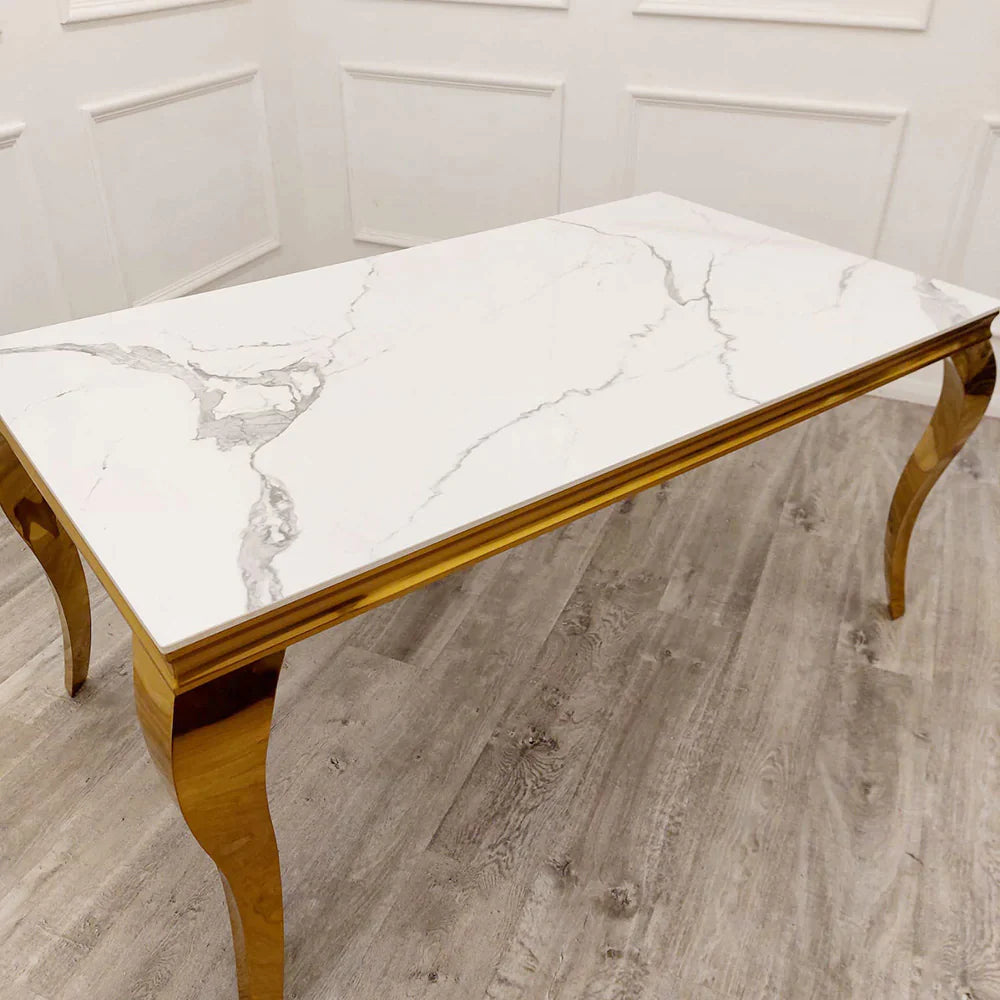 Plush-DT-02 Gold Dining Table Sintered Stone Top