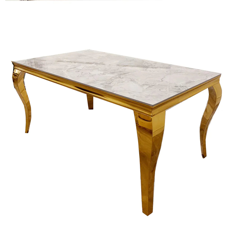 Plush-DT-02 Gold Dining Table Sintered Stone Top