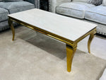 Load image into Gallery viewer, Plush-CT-13 Cream &amp; Gold Frame Marble Coffee Table
