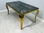 Load image into Gallery viewer, Plush-DT-13 160cm Black &amp; Gold Frame Marble Table
