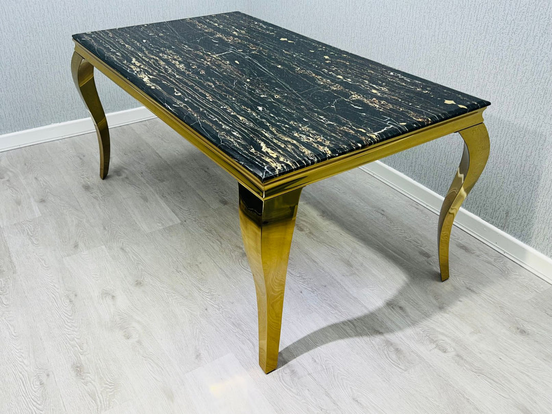 Plush-DT-13 160cm Black & Gold Frame Marble Table