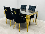 Load image into Gallery viewer, Plush-DT-13 160cm Black &amp; Gold Frame Marble Table
