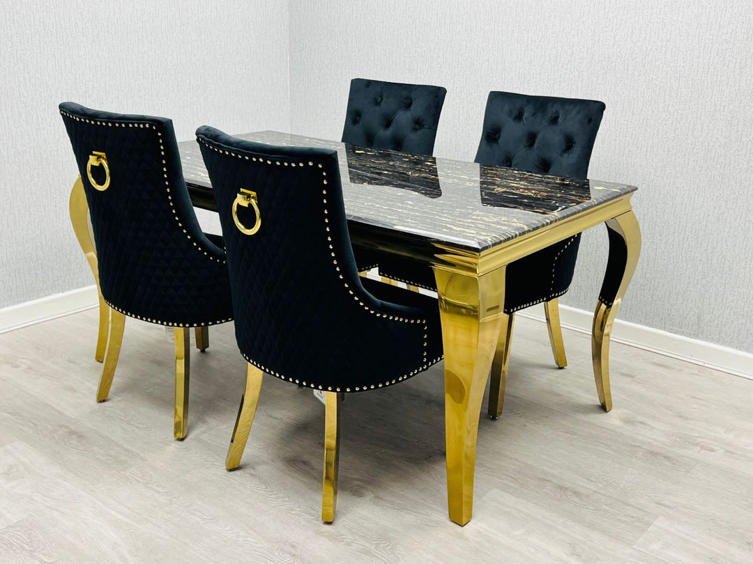 Plush-DT-13 160cm Black & Gold Frame Marble Table