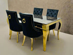 Load image into Gallery viewer, Plush-DT-13 2m Black &amp; Gold Frame Marble Table
