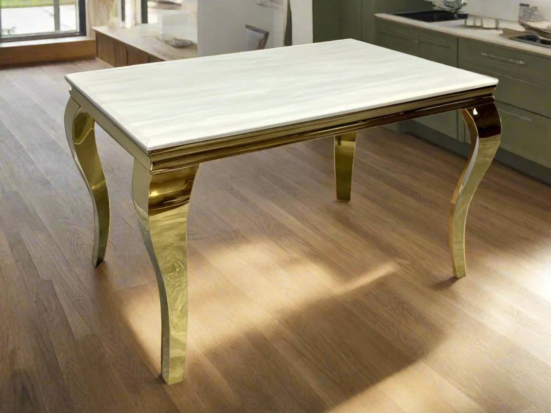 Plush-DT-13 120cm Cream & Gold Frame Marble Table