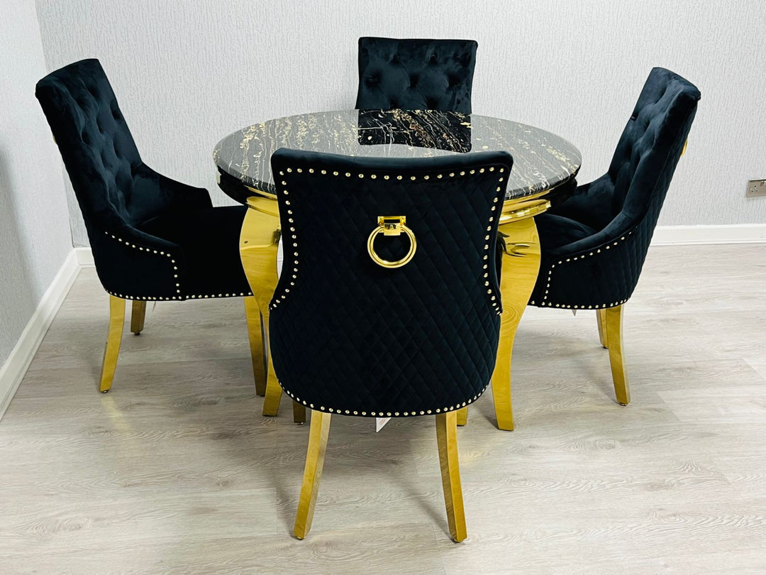 Plush-DT-13 160cm Black & Gold Frame Marble Table