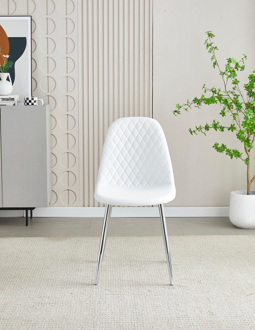 Plush-DC-22 White PU Dining Chair