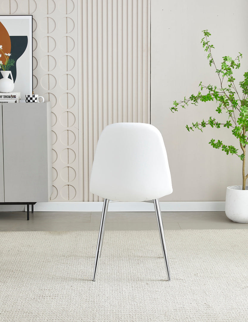 Plush-DC-22 White PU Dining Chair