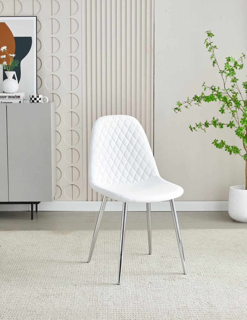 Plush-DC-22 White PU Dining Chair