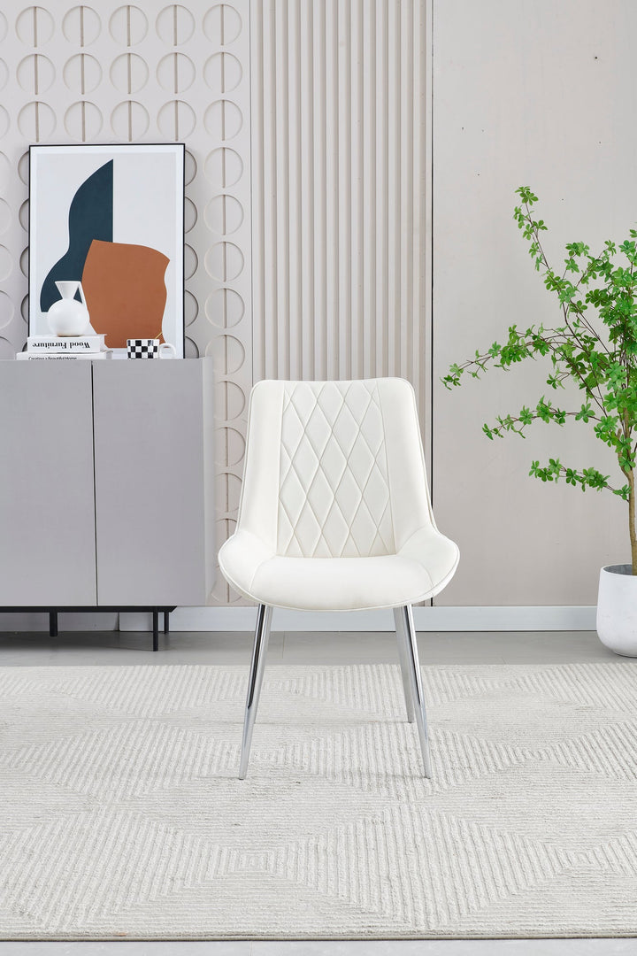 Plush-DC-21 White PU Dining Chair