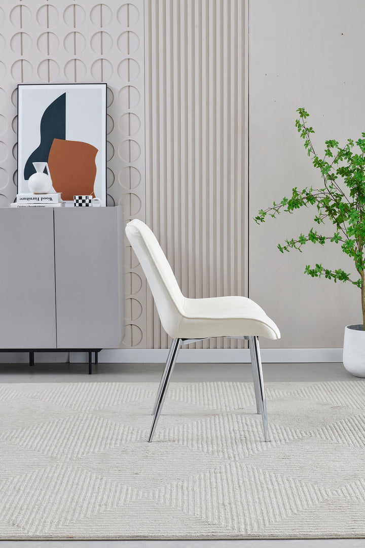 Plush-DC-21 White PU Dining Chair