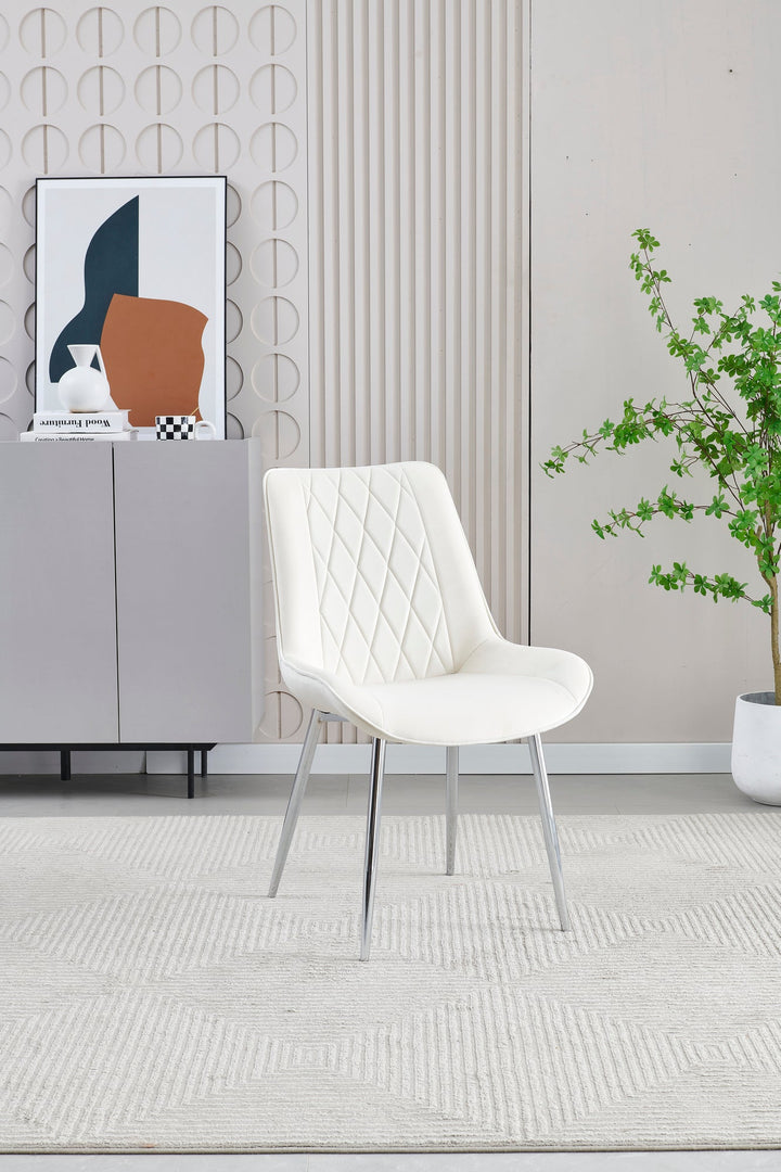 Plush-DC-21 White PU Dining Chair