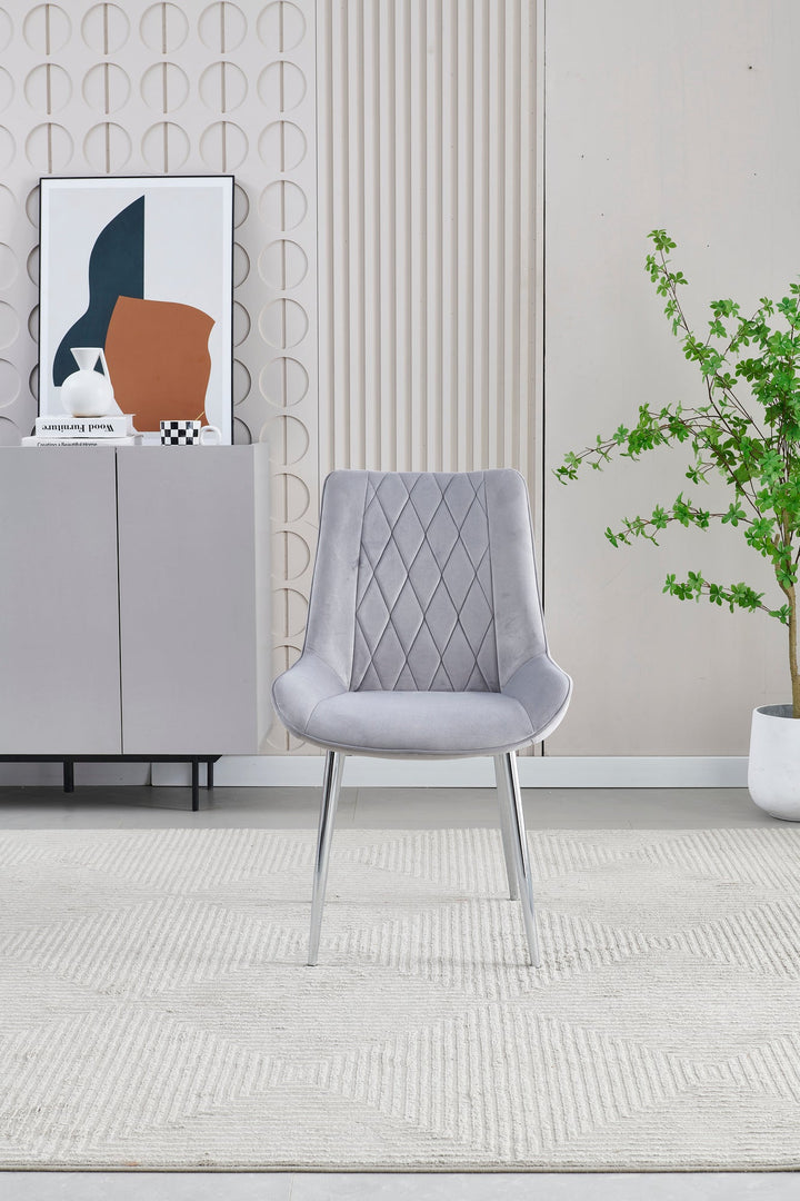 Plush-DC-21 Grey Velvet Dining Chair