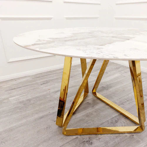 Plush-DT-17 Gold 1.3 Round Dining Table with Sintered Stone Top