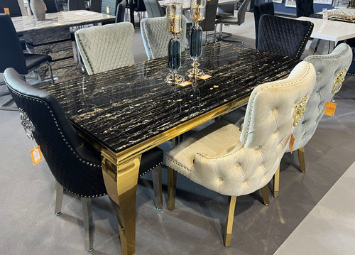 Plush-DT-13 2m Black & Gold Frame Marble Table