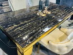 Load image into Gallery viewer, Plush-DT-13 160cm Black &amp; Gold Frame Marble Table
