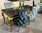 Load image into Gallery viewer, Plush-DT-13 160cm Black &amp; Gold Frame Marble Table
