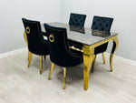 Load image into Gallery viewer, Plush-DT-13 160cm Black &amp; Gold Frame Marble Table
