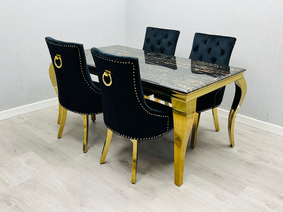 Plush-DT-13 160cm Black & Gold Frame Marble Table