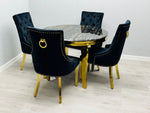 Load image into Gallery viewer, Plush-DT-13 160cm Black &amp; Gold Frame Marble Table
