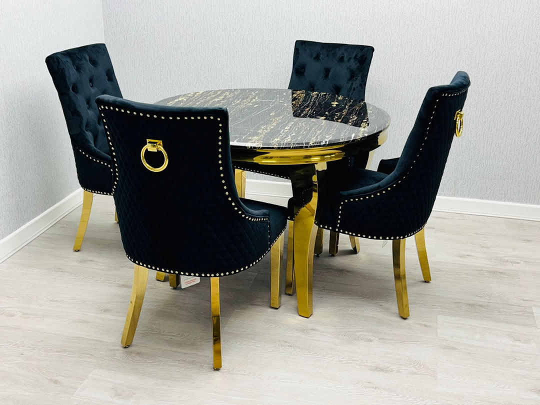 Plush-DT-13 160cm Black & Gold Frame Marble Table