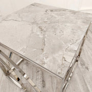 Plush-DT-33 Chrome Lamp Table with Stomach Ash Grey Sintered Top