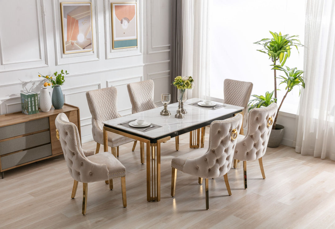 Plush-DT-18 Rectangle 150cm Ceramic Gold Table