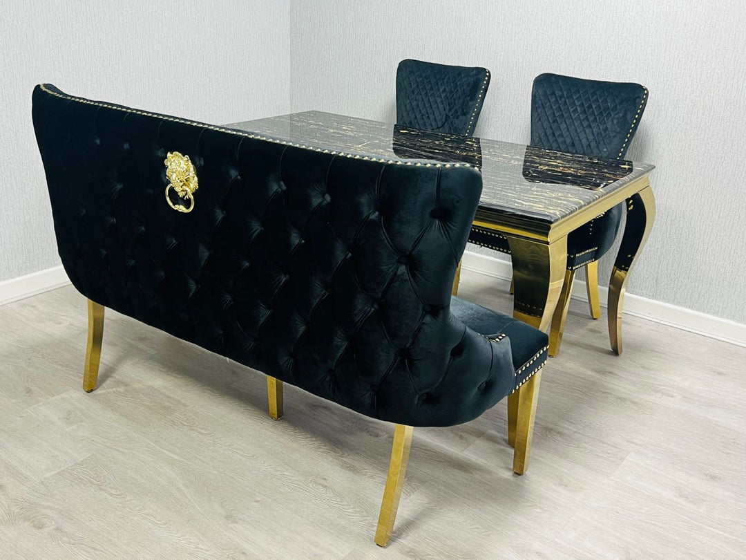 Plush-DB-19 Black Gold Luxury Bench