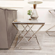 Plush-DT-33 Chrome Lamp Table with Stomach Ash Sintered Stone Top