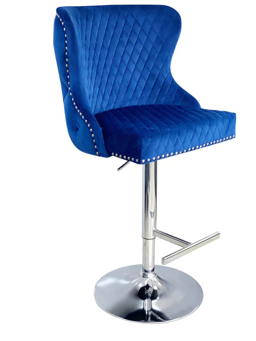 Plush-BS-27 Navy Velvet Bar Stool